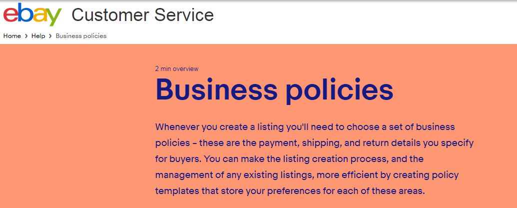 ebay business policies